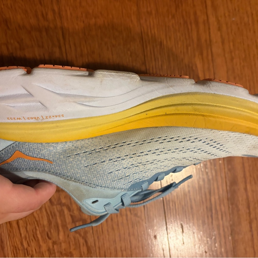 Hoka Women's Light Blue and Yellow Athletic Running Shoes - Picture 6 of 10